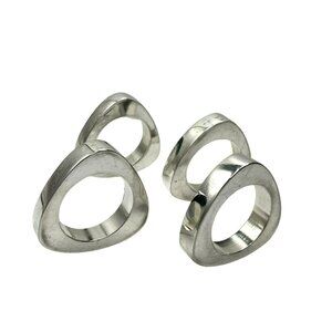 Set of 4 Napkin Rings Silver Plated Weighted Substantial Mid Century Modern MCM